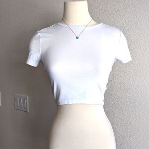 Wild Fable Classic White Crop Top / Shirt Round Neck